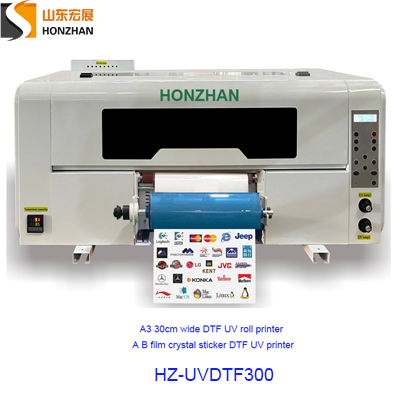 small desktop A3 size 300mm wide DTF UV printer, A B film (crystal sticker) DTF printer